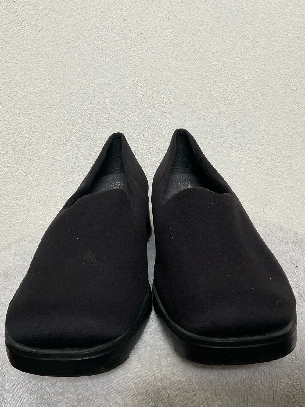 Comfort Plus Black Slip On Stretch Loafer Low Heel Size 11 Wide Width Office